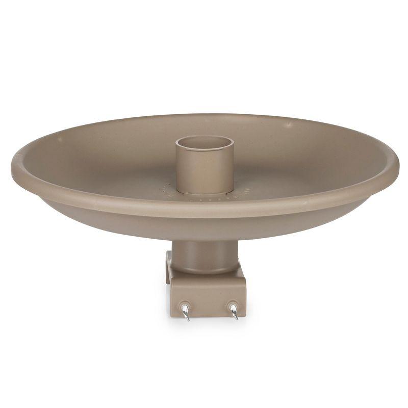 Farm Innovators 150 Watt Outdoor Plastic Heated Birdbath with Twist Deck Mount, Hidden Electrical Connection, and Internal Thermostat, Tan