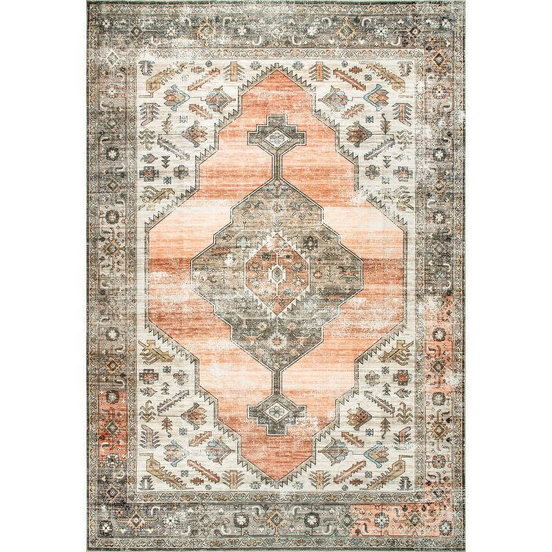 Nuloom Gracie Distressed Medallion Machine Washable Indoor Area Rug