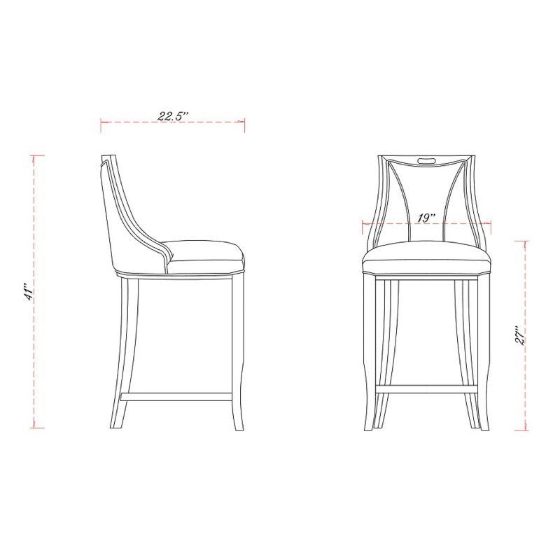 Set of 2 Emperor Upholstered Beech Wood Faux Leather Barstools Bronze - Manhattan Comfort: Semi-Gloss Finish, No Assembly Required