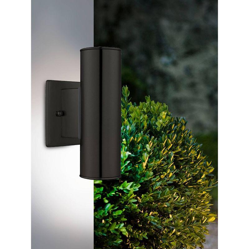 2-Light Riga Outdoor Wall Light Matte Black - EGLO: ETL Listed, Integrated LED, Adjustable Head Tilt, Iron Body