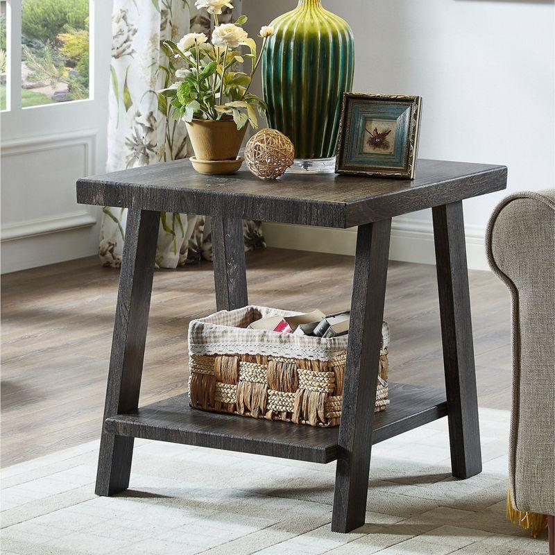 Athens Charcoal Finish Rectangular Wood Shelf End Table