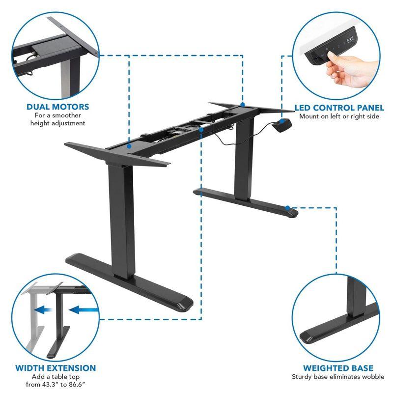 Mount-It! Dual Motor Electric Sit-Stand Desk with Tabletop - Black / Adrift