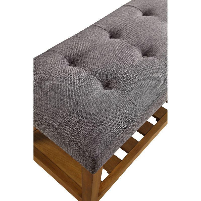 Acme Furniture Charla Bench Gray Fabric/Oak Finish