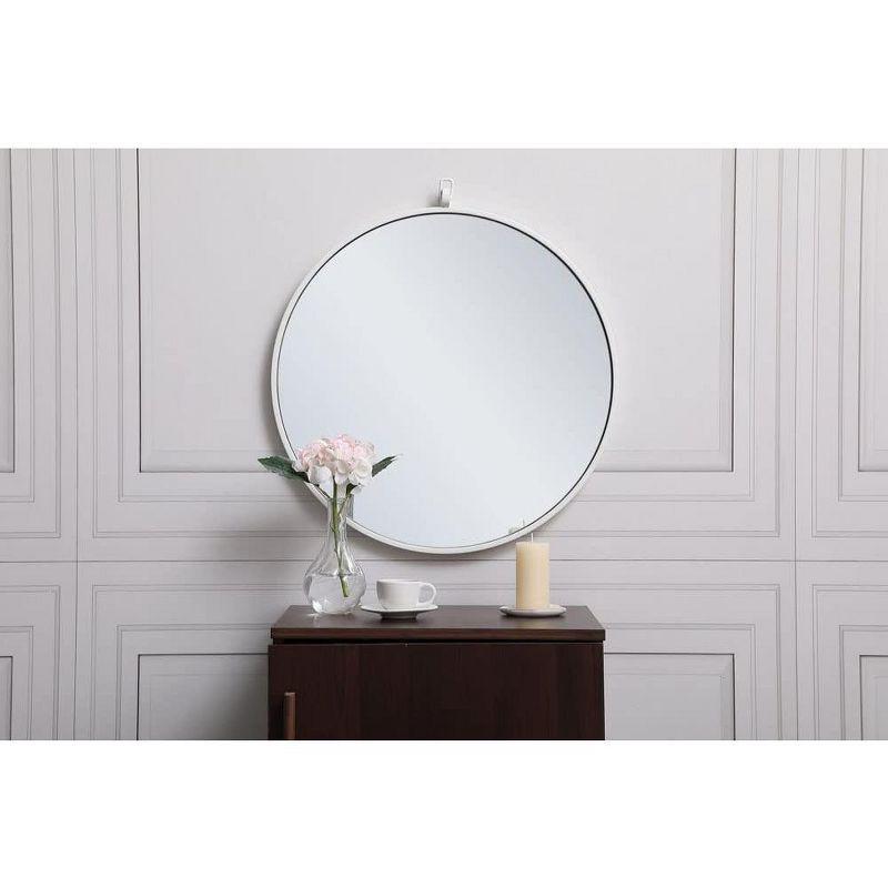 Elegant Lighting Metal frame round mirror with decorative hook 21 inch in Black