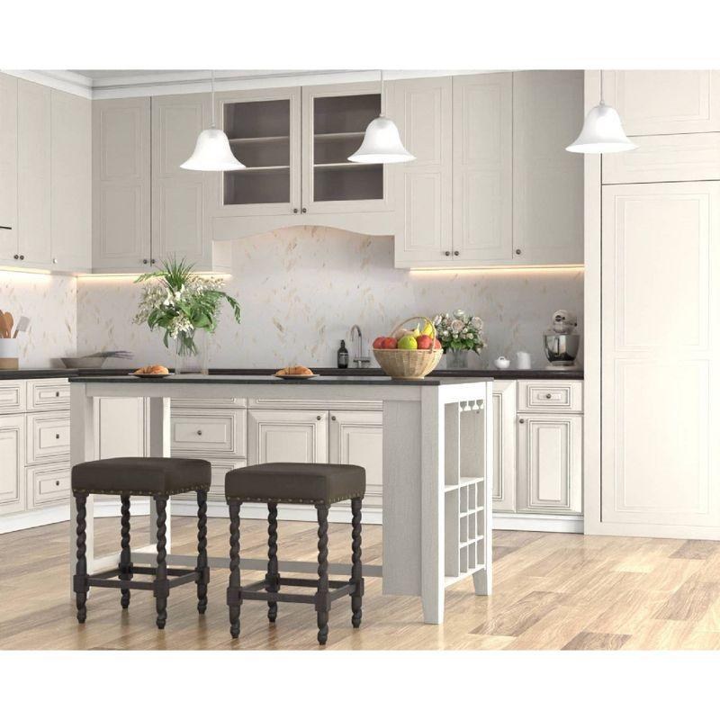 Carolina Living 24" Cadmus Counter Height Barstool Espresso and Table: Upholstered Vinyl, MDF Legs, Foam Fill