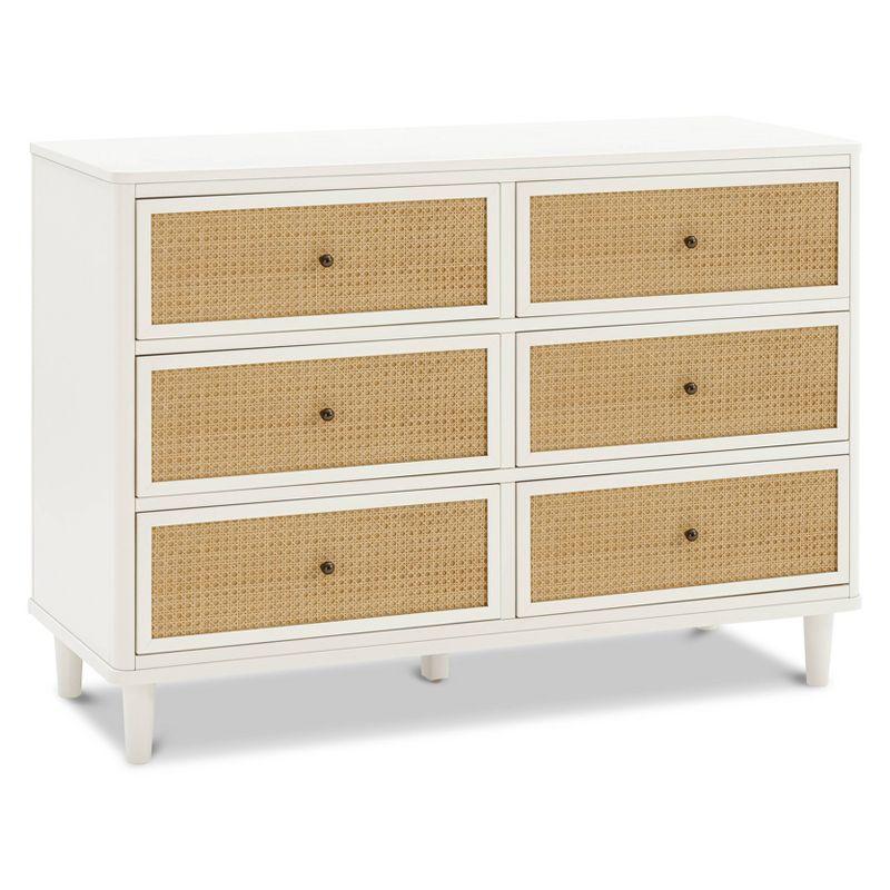 Warm White and Honey Cane 6-Drawer Dresser with Soft Close