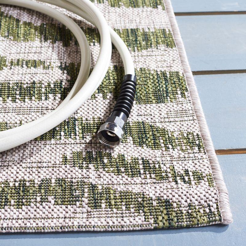 Courtyard Grey and Green 8' x 10' Easy-Care Outdoor Rug