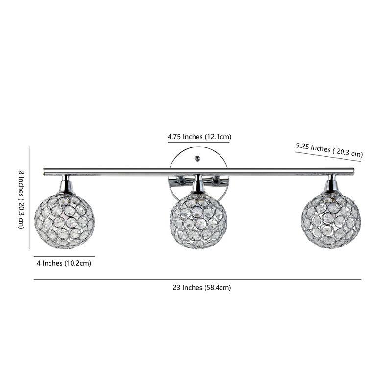 JONATHAN Y Maeve 23" 3-Light Iron/Glass Contemporary Glam LED Vanity Light, Chrome