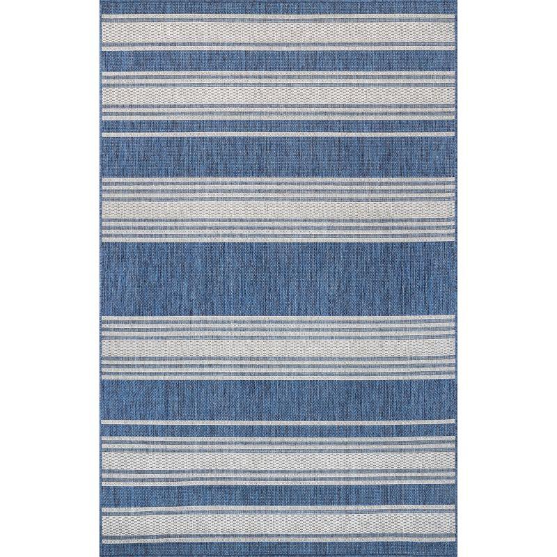 Coastal Charm Blue Stripe Synthetic Washable Area Rug - 62"x24"