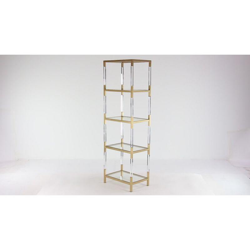 69" Metal and Acrylic Bookcase Gold - Olivia & May: No Assembly, 5 Fixed Shelves