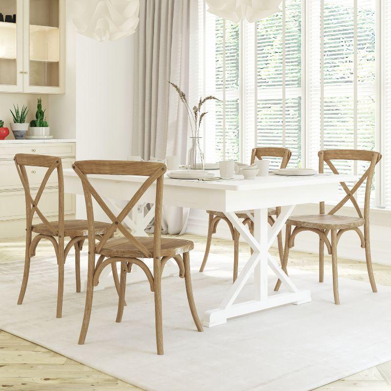 Emma and Oliver 2-pack Medium Natural With White Grain X-Back Chair
