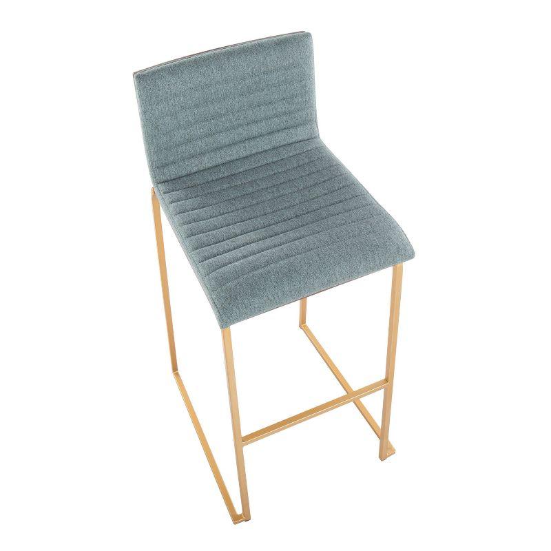 Set of 2 Mason Mara Barstools Gold/Walnut/Green - LumiSource: Fixed-Height, Tufted Seat, Metal Base