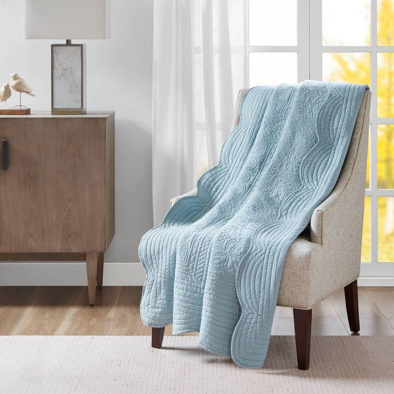 Journey Oversized Quilted Throw with Scalloped Edges