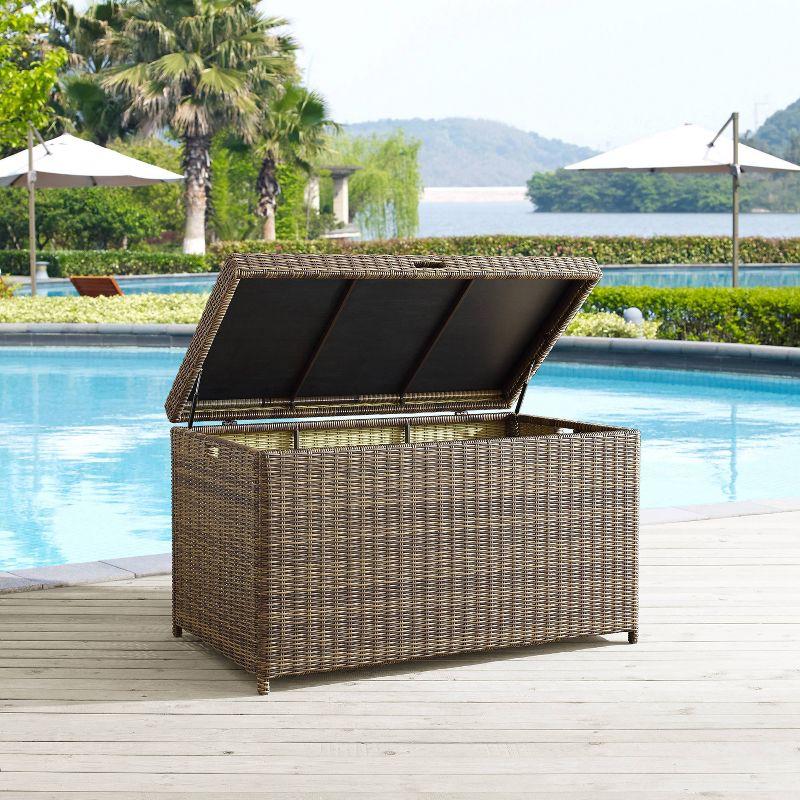 Bradenton Outdoor Wicker Storage Bin - Weathered Brown - Crosley: UV-Resistant Patio Deck Box, 25 Volume Capacity