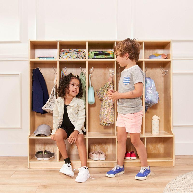 Natural Birch 5-Section Coat Locker with Bench