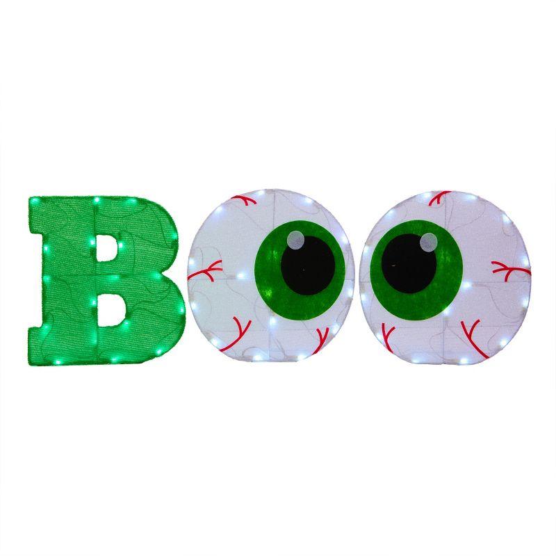 44" Prelit LED Tinsel Fabric "BOO" Sign Halloween Decoration - National Tree Company