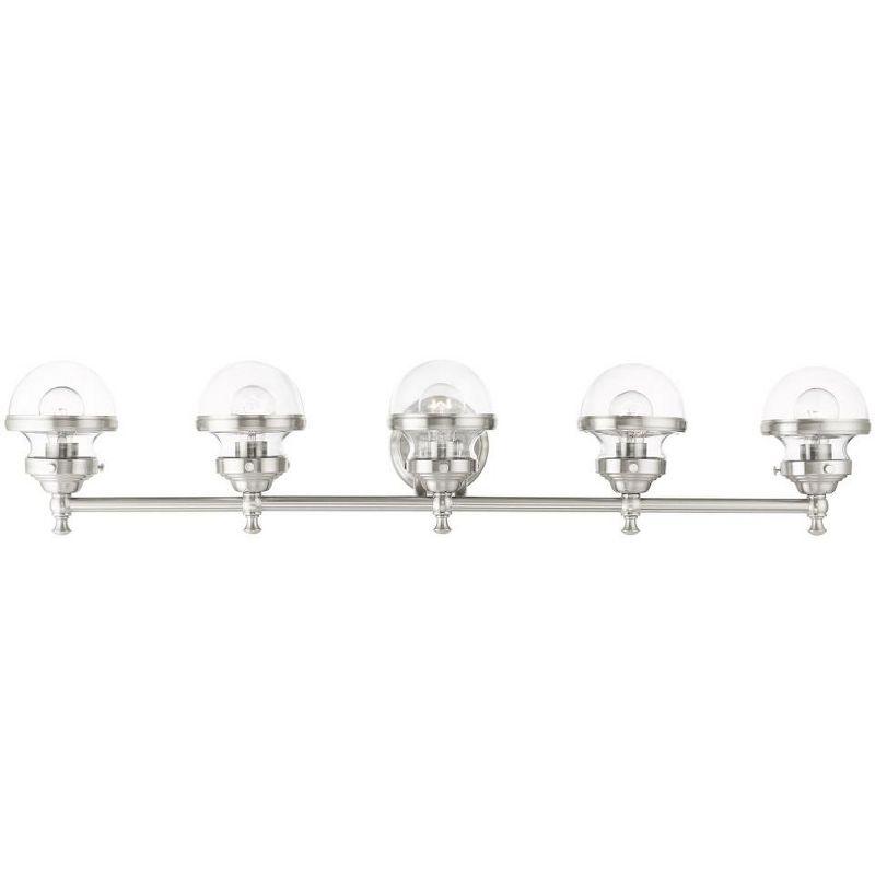 Oldwick Brushed Nickel 5-Light Vanity with Hand Blown Glass