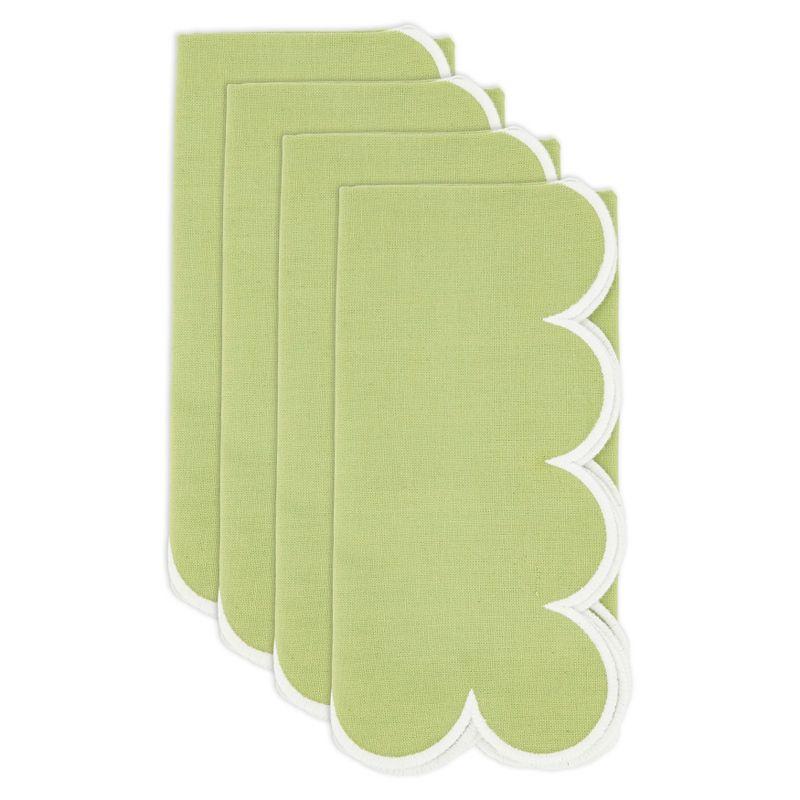 Saro Lifestyle Scalloped Hem Napkin (Set of 4), Green, 20"x20"