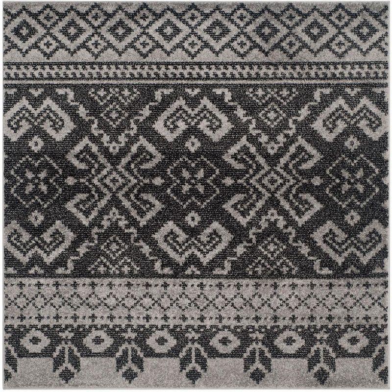 Adirondack ADR107 Machine Made Indoor Area Rug - Silver/Black - 4'x4' - Safavieh