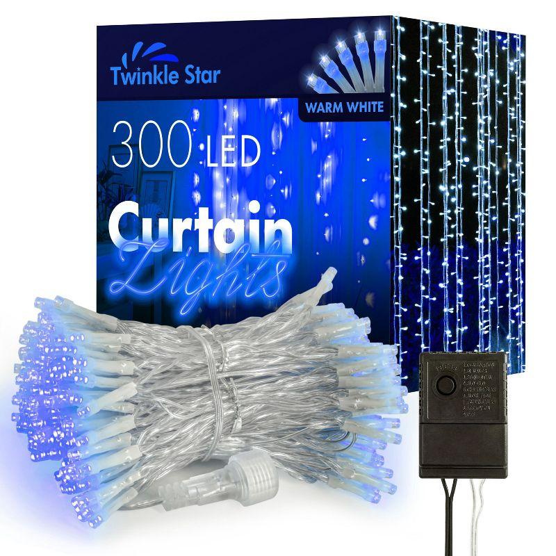 Twinkle Star 300 LED Window Curtain String Lights for Christmas, Wedding, Party, Garden, Indoor & Outdoor Decor - Purple
