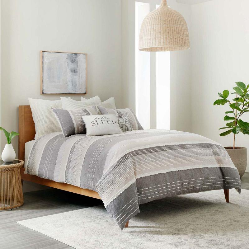 Santander Grey Duvet Set - One Twin Duvet and One Standard Sham - Levtex Home