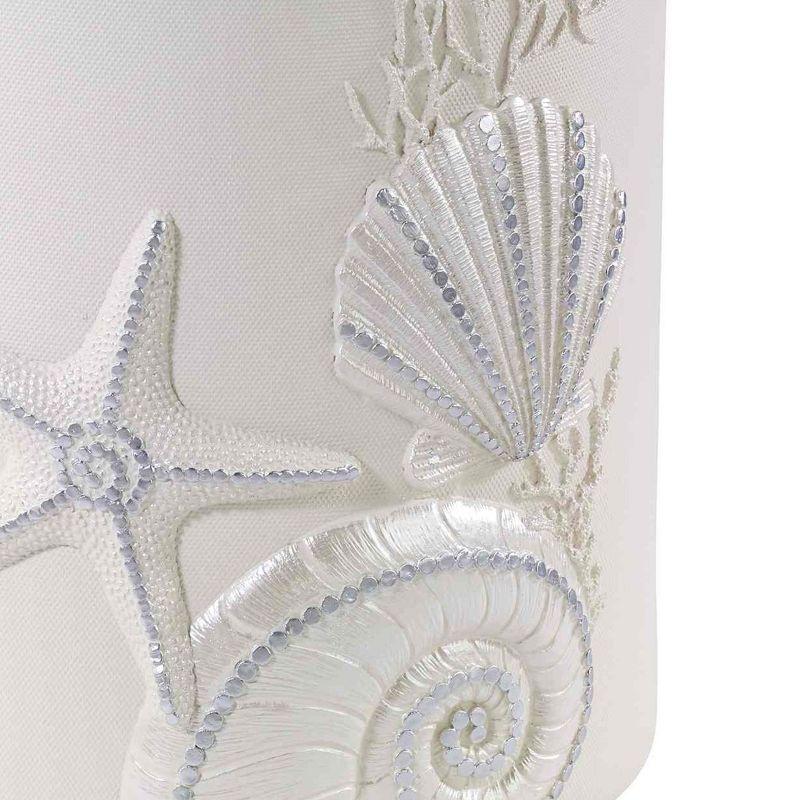 Ivory and Silver Seashell Decorative Plastic Wastebasket