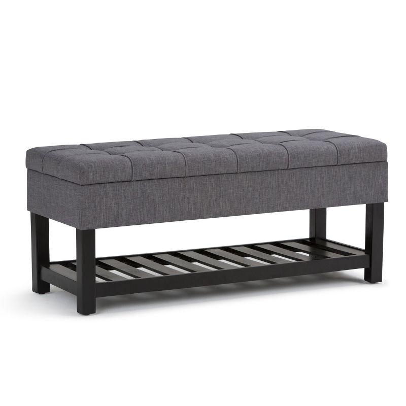 Simpli Home Saxon 43"W Tufted Transitional Storage Ottoman Bench with with Lift-Top Lid