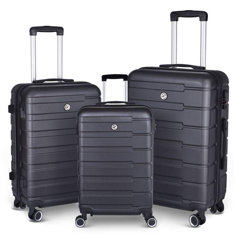 Black 3-Piece Hard Shell Spinner Luggage Set with TSA Locks