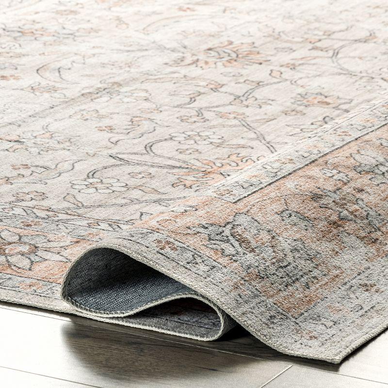 Nuloom Marlena Faded Floral Pet Friendly Machine Washable Area Rug, 8' x 10', Light Orange