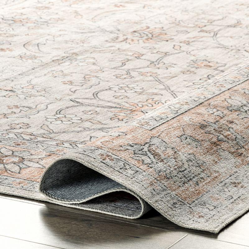 Eco-Friendly Faded Floral 8' x 10' Synthetic Washable Rug