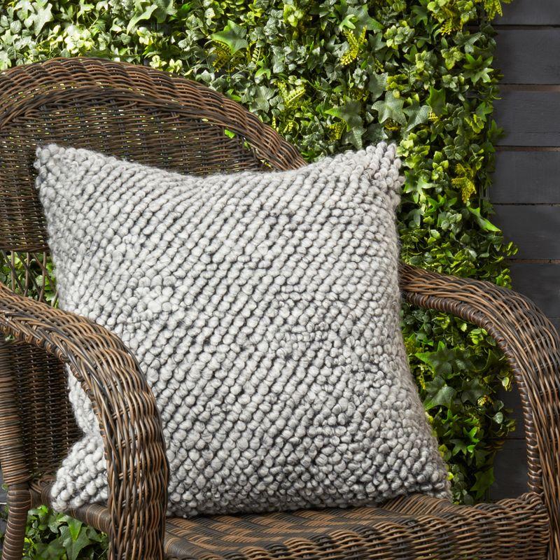 Saro Lifestyle Outdoor Oasis Tufted Down Filled Throw Pillow, Gray, 20"x20"