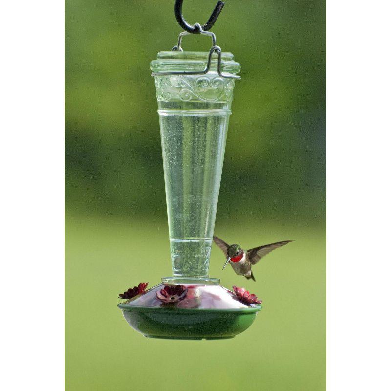 Audubon Green/Red Torchiere Decorative Glass Hummingbird Feeder - 8 Ounces