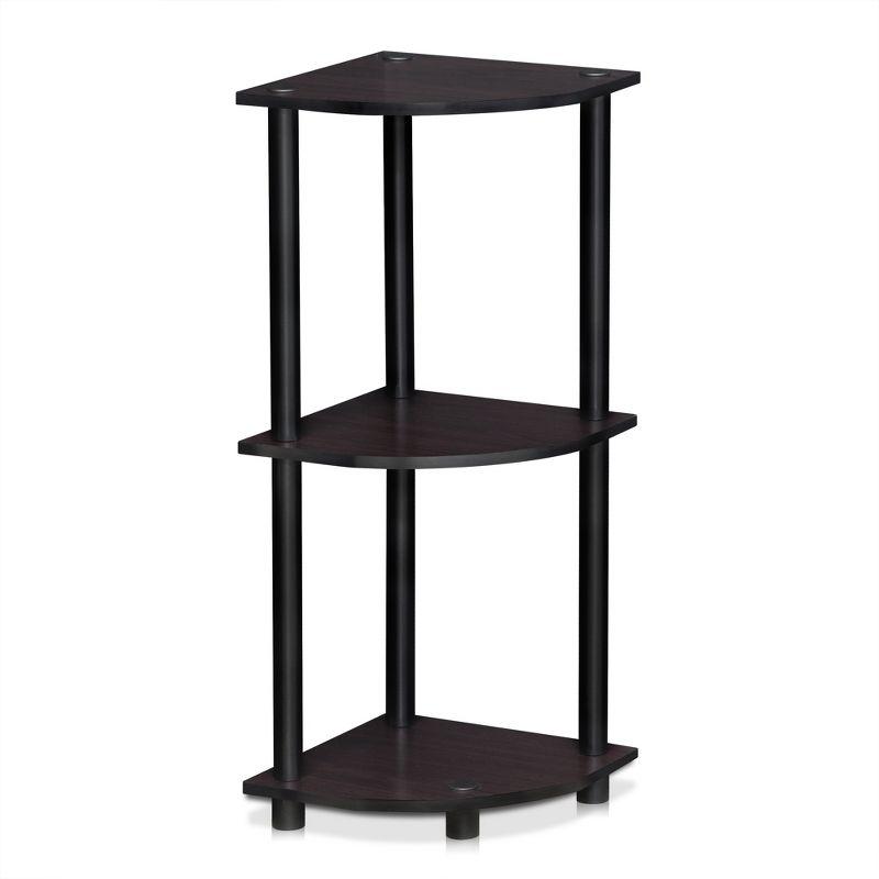 Furinno 3-Tier Corner Display Rack Multipurpose Shelving Unit Industrial Ladder Bookcase,Dark Walnut