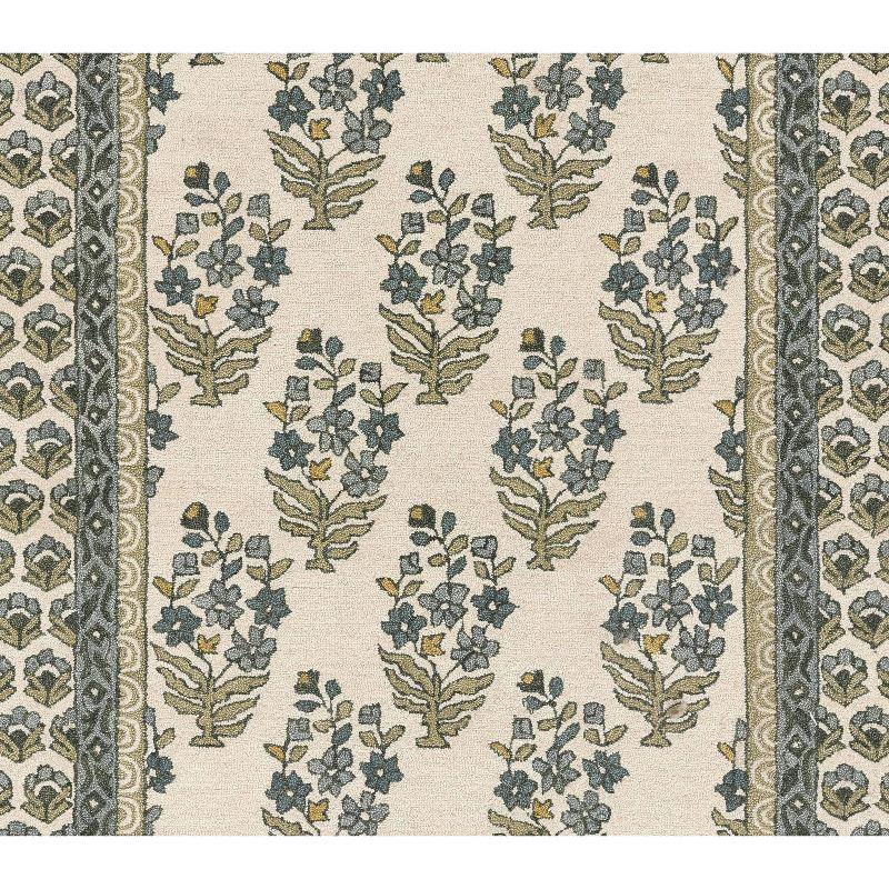 Momeni 3'6"x5'6" Cotswold Bourton Floral Handtufted Area Rug Green: Wool, Medium Pile, Botanical Pattern, Indoor Use