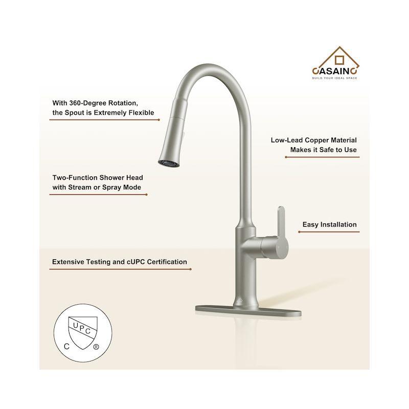 CASAINC CASAINC Single-Handle Pull-Down Kitchen Faucet Single Hole Faucet CA-D4171-BN