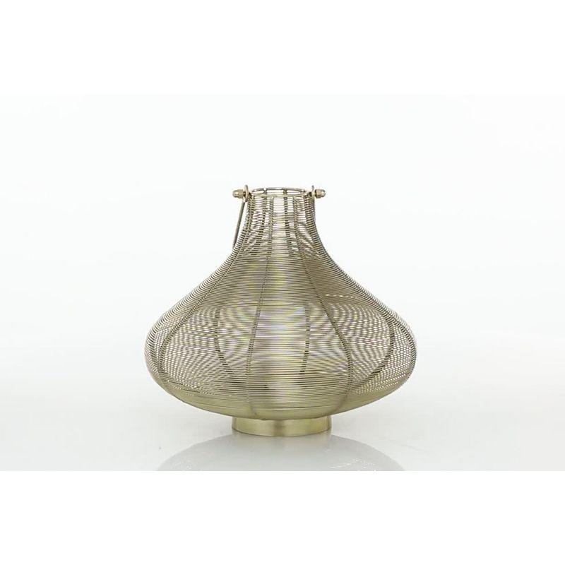 10" x 11" Round Metal Candle Holder with Handle Gold/Black - Olivia & May: Iron Lantern, Tabletop Decor