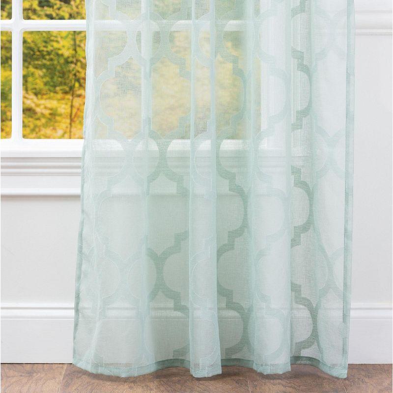 Chanasya 2pk Quatrefoil Voile Sheer Window Curtain Panels - Set of 2 - 52 x 96 Inches Long - Sage