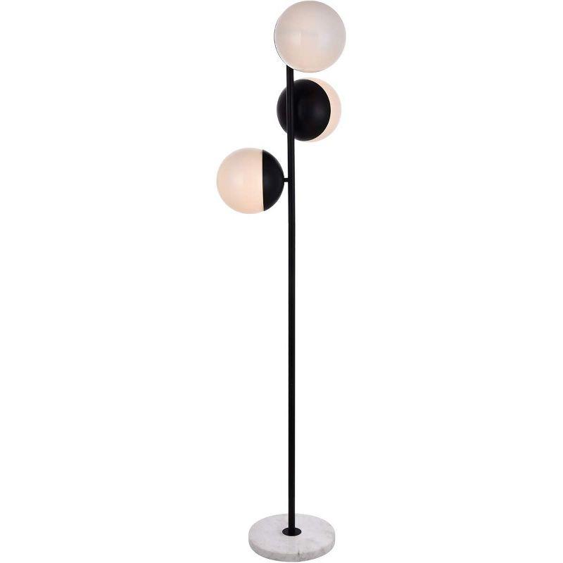 Eclipse Black and Frosted White 3-Light Floor Lamp