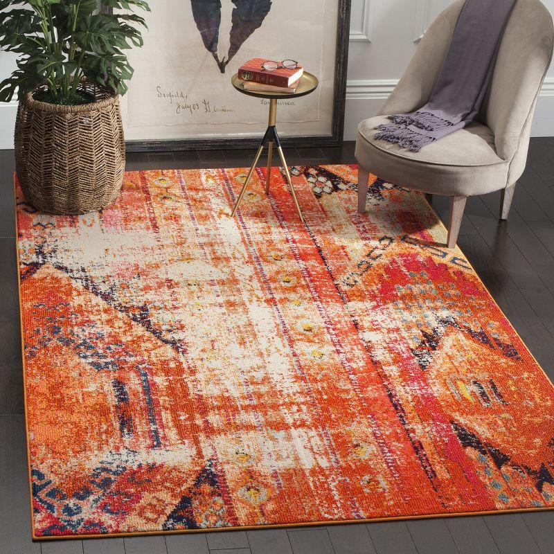 Bohemian-Chic Orange Multi Hand-Knotted Round Rug