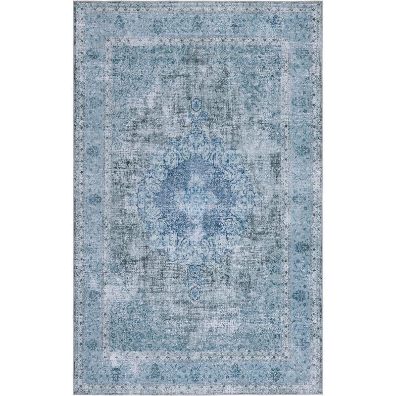 Green Hand-Knotted Washable Synthetic Area Rug