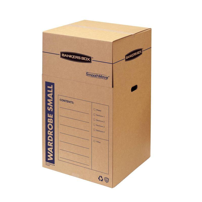 Bankers Box 3pk SmoothMove Short Wardrobe Moving Boxes - Fellowes: Recyclable Brown Paper, 20"x20", Moving Supplies