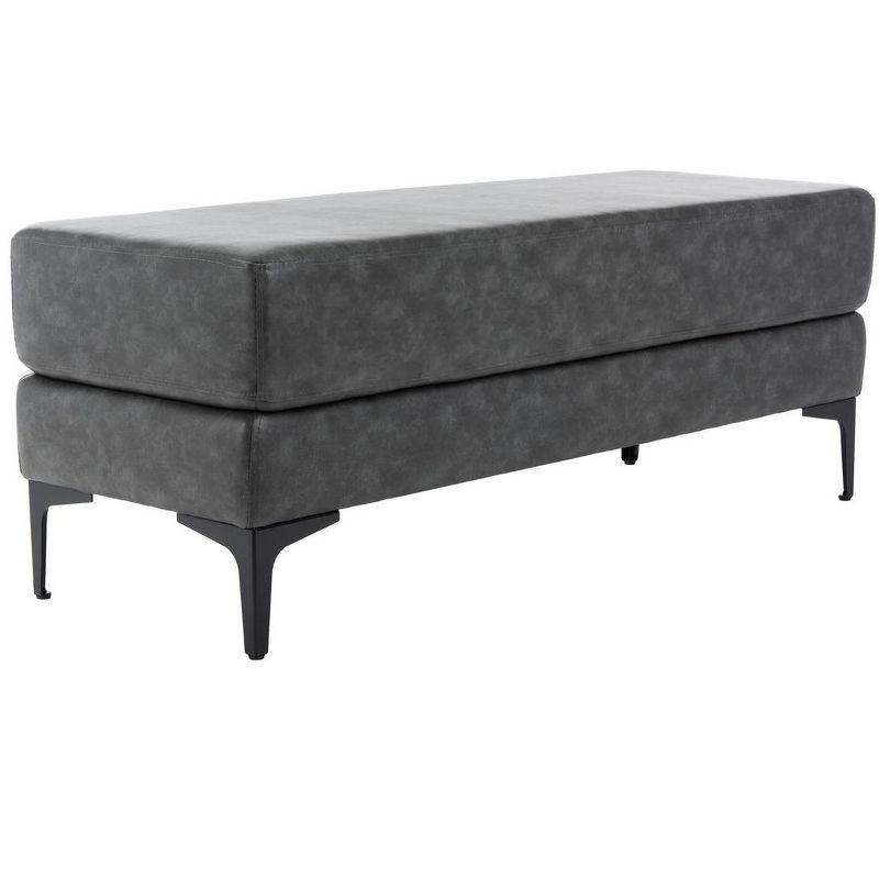 Elise Transitional 48" Black and Grey Faux Leather Bench