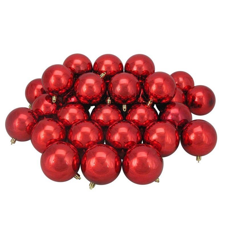 32ct Red Shatterproof Plastic Christmas Ball Ornaments