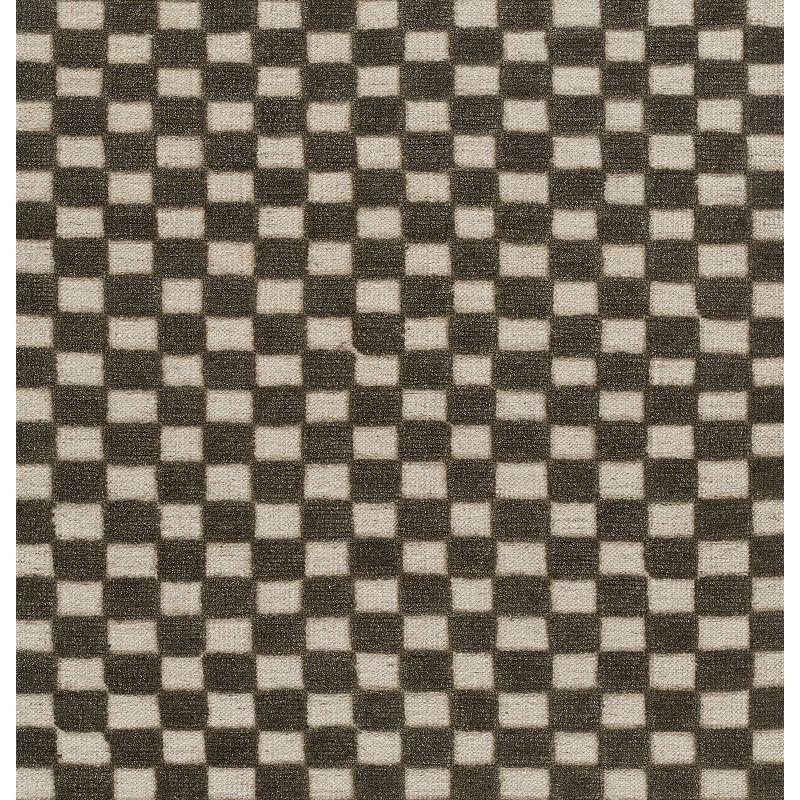 Momeni 5'x8' Willow Check Handwoven Area Rug Charcoal Gray: Wool, Low Pile, Classic Pattern, Indoor Use