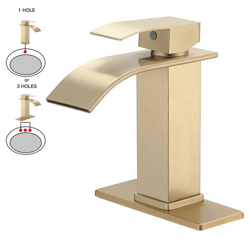 Brushed Gold Stainless Steel Waterfall Bathroom Faucet