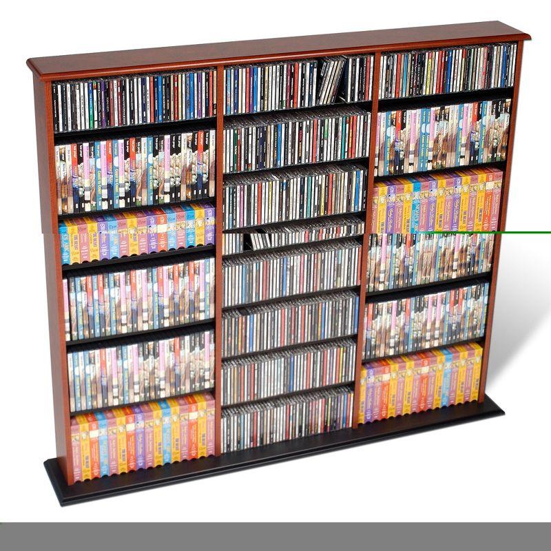 Prepac Triple Width Wall Storage Cherry & Black : Holds 960 CDs, 405 DVDs, Adjustable 24 Shelves