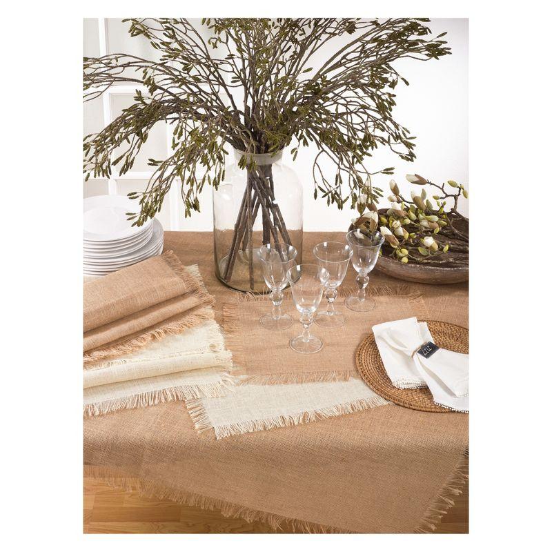 Burlap Tablecloth Natural (90"x120"): Saro Lifestyle, Jute Material, Plain Weave, Spot Clean, Rectangular Shape