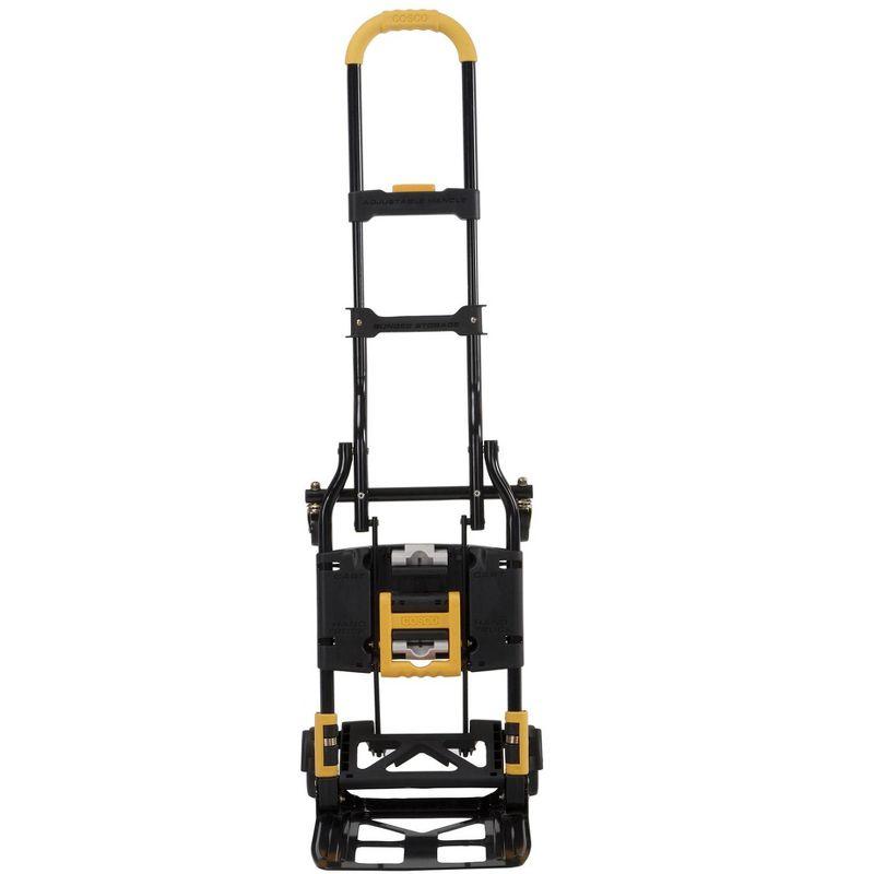 COSCO Compact 2-in-1 Folding Hand Truck and Rolling Cart with Extendable Handle, Black/Yellow