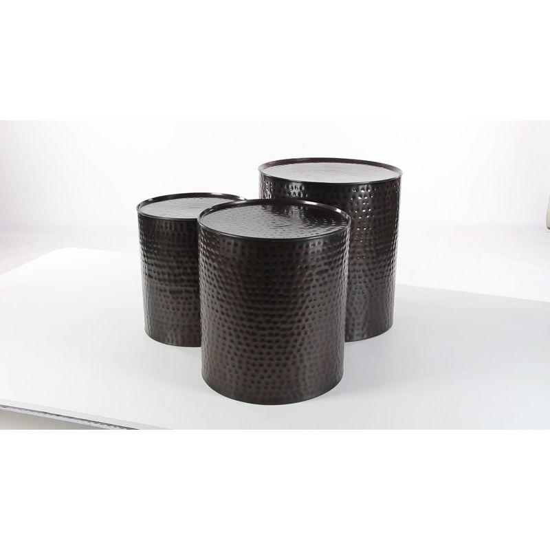 Metal Cylinder Accent Tables (Set of 3) Brown - Olivia & May