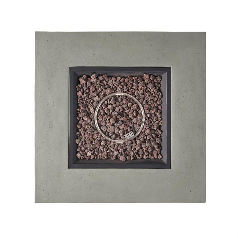 Aidan Outdoor 50000 BTU Light Weight Concrete Square Fire Pit Light Gray - Christopher Knight Home: No Assembly, Push Button Ignition
